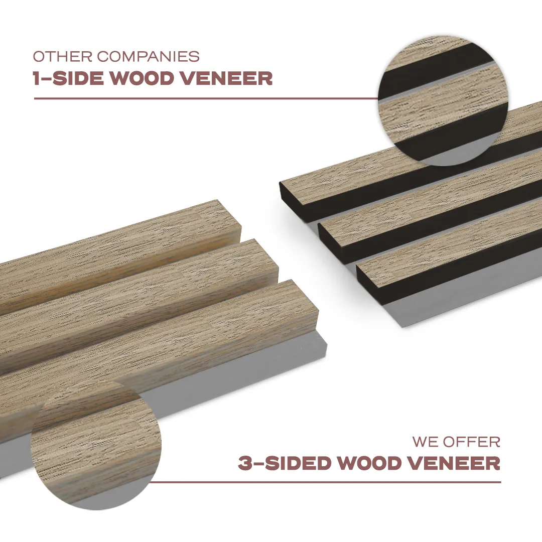 Acoustic Slat Wall Panel | Natural Oak with Gray Felt | Premium 3-sided Wood Veneer - Image 5