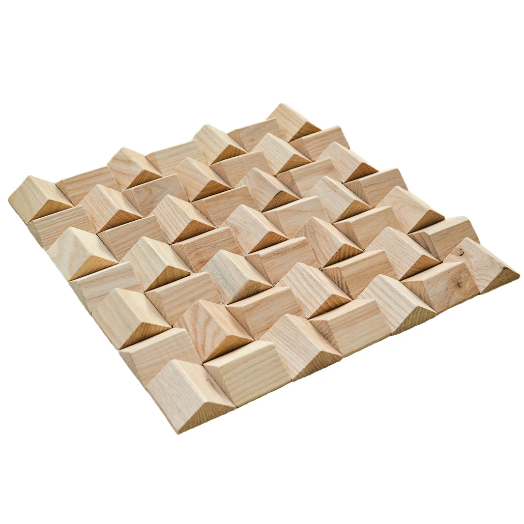 Wood Mosaic Panel | Ash Wood Tile | 12×12” - Image 3