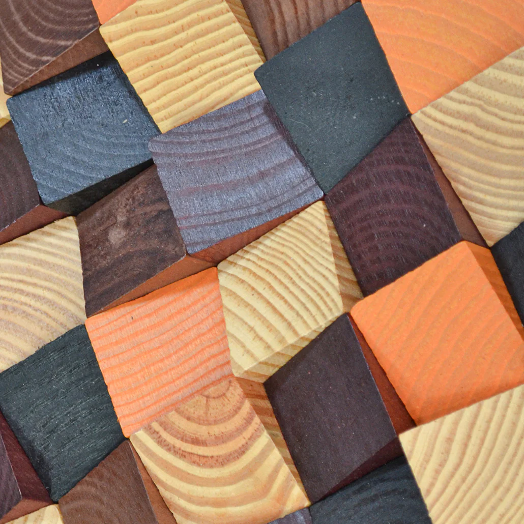 Wood Mosaic Panel | Bold Pine Wood Tile | 12"×12” - Image 3