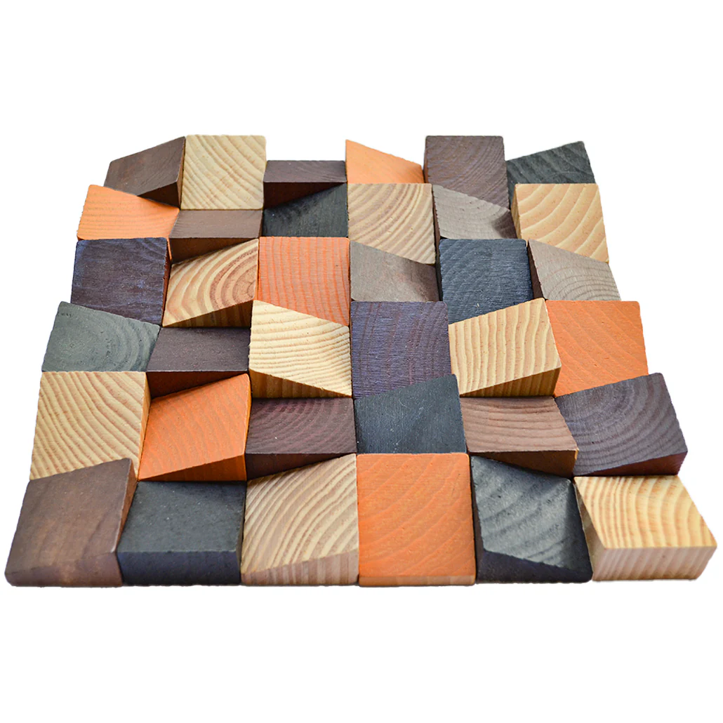 Wood Mosaic Panel | Bold Pine Wood Tile | 12"×12” - Image 4