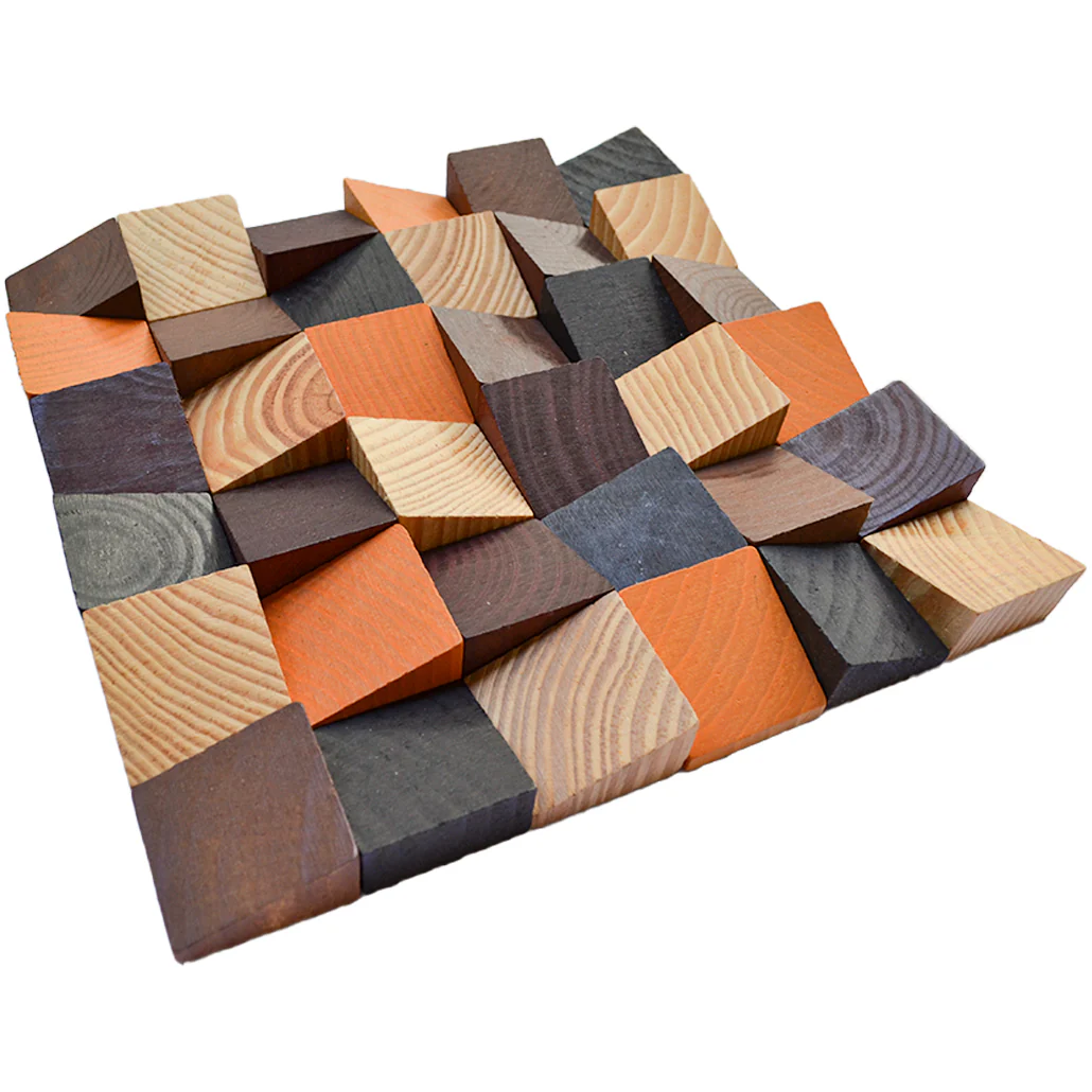 Wood Mosaic Panel | Bold Pine Wood Tile | 12"×12” - Image 5