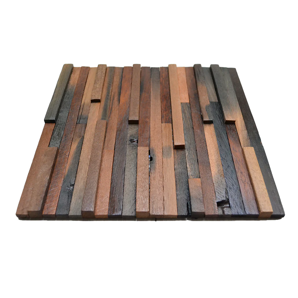 Wood Mosaic Panel | Compact Shipwood Wood Tile | 12"×12” - Image 3
