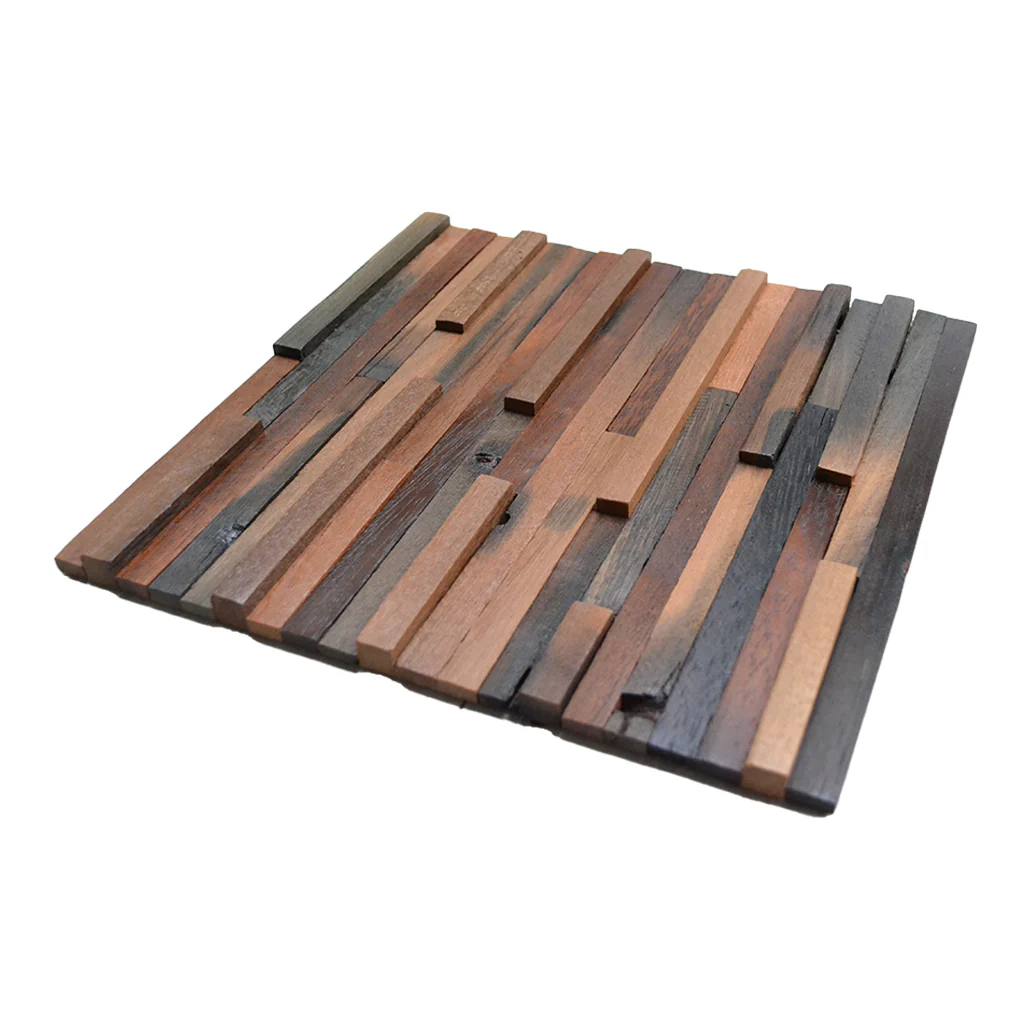 Wood Mosaic Panel | Compact Shipwood Wood Tile | 12"×12” - Image 4