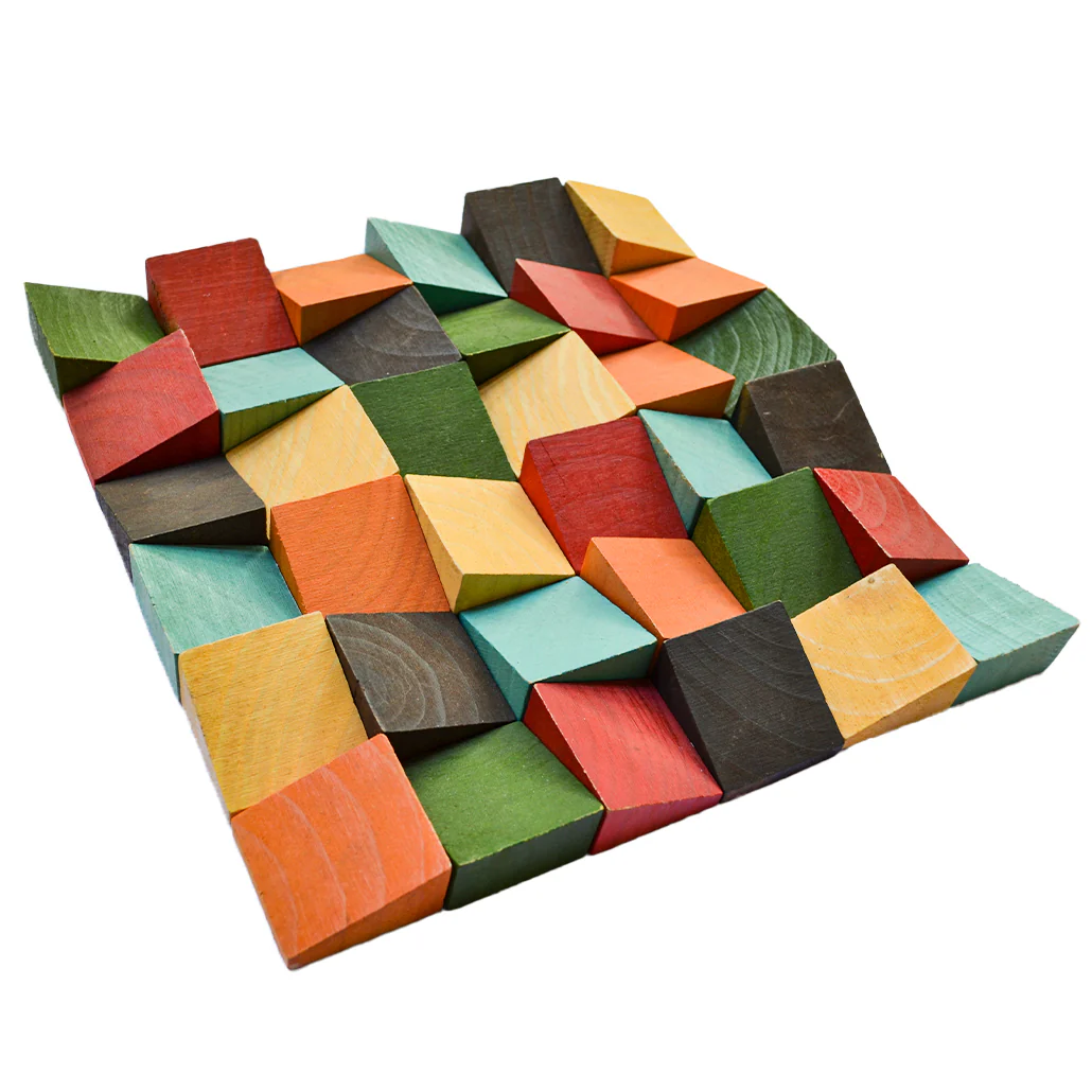 Wood Mosaic Panel | Dark Pine Wood Tile | 12"×12” - Image 3
