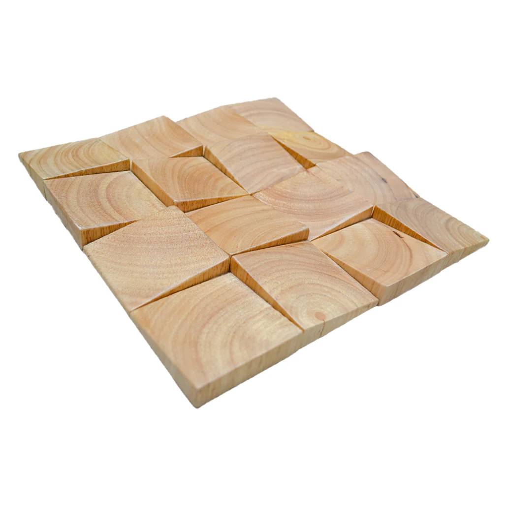 Wood Mosaic Panel | Rubber Wood Tile | 12"×12” - Image 3