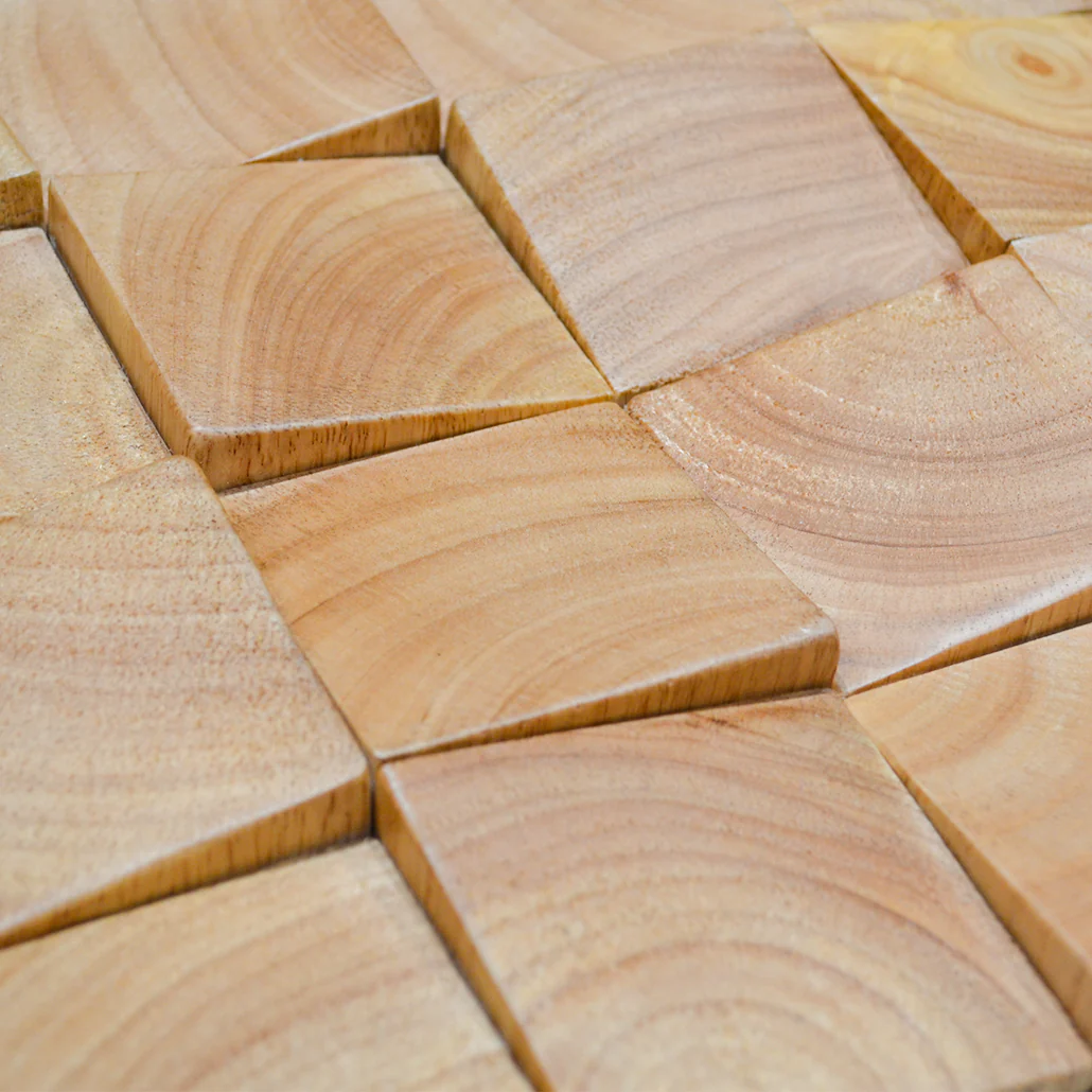 Wood Mosaic Panel | Rubber Wood Tile | 12"×12” - Image 4